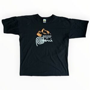 Peru Machu Picchu Men’s T-Shirt Size Large - XL Tee Black Short Sleeve